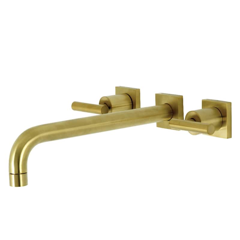Kingston Brass Manhattan Wall Mounted Roman Tub Filler with Square - Brushed Brass