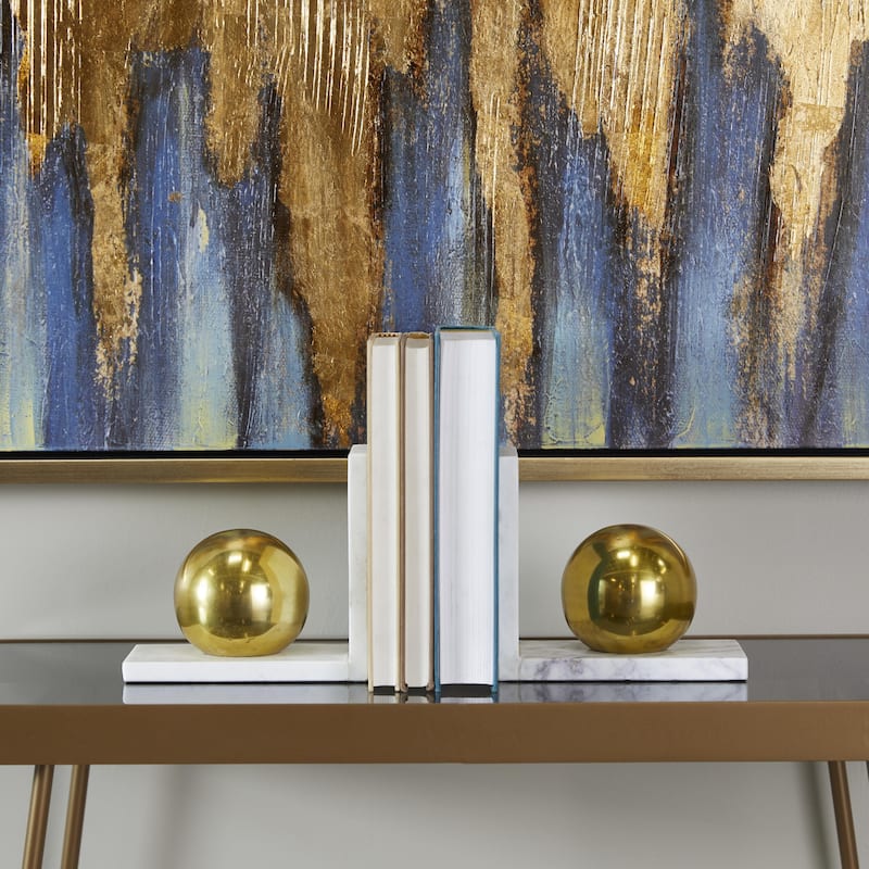 Marble Orb 7 lbs Decorative Bookends - Set of 2 Black or Gold - CosmoLiving by Cosmopolitan