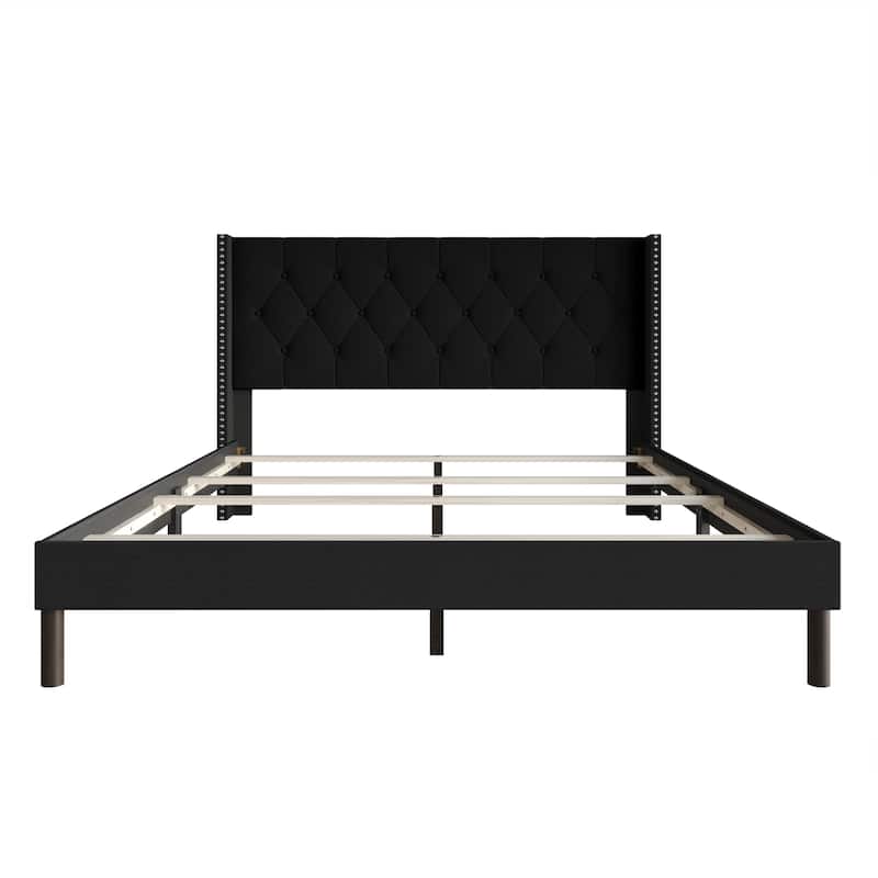 Clayfell Cicero Tufted Upholstered Wingback Panel Bed