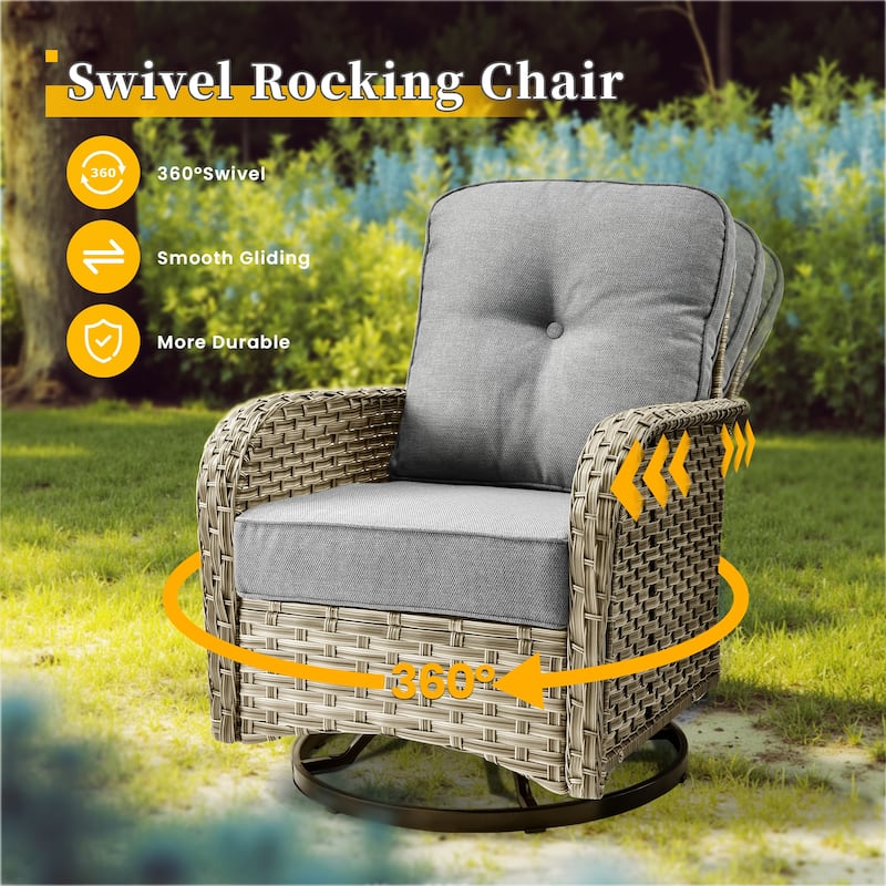 HOOOWOOO 9-piece Wicker Patio Furniture Set Sectional Sofa with Swivel Chair.