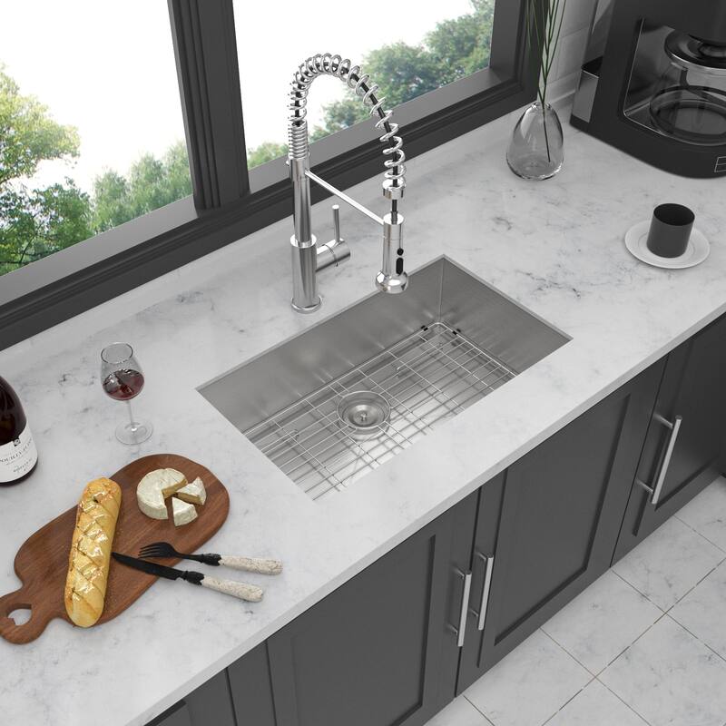 Undermount Stainless Steel Kitchen Sink 16 Gauge 9 Inch Deep Single Bowl Kitchen Sink Basin