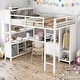 preview thumbnail 1 of 30, Full Size Loft Bed with Storage Cubes and Shelves,Metal Loft Bed with Wardrobe And L-shaped Desk White