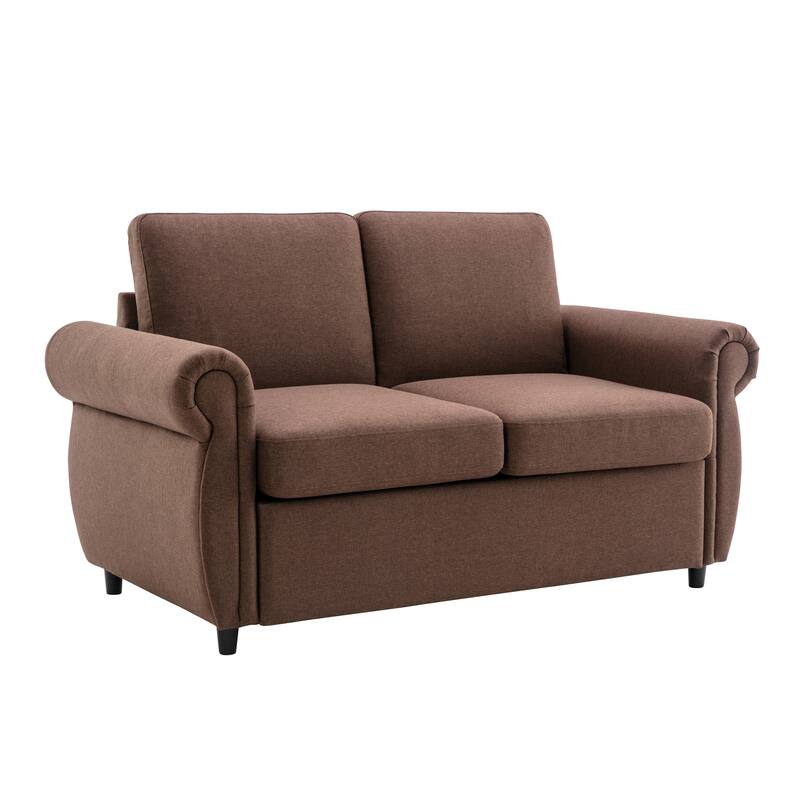 57.9" Orisfur Pull Out Sofa Bed Loveseat Sleeper With Twin Size Memory Mattress With Two Usb Ports For Living Room Spaces