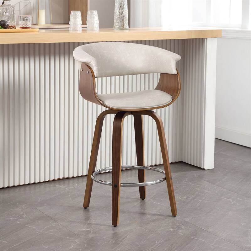 Modern Swivel Bar Stools Upholstered Counter Height Stools, Set of 2