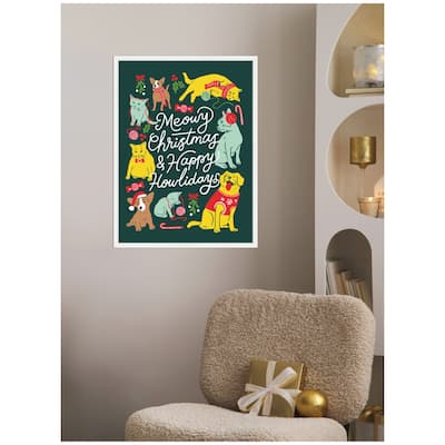 Kate and Laurel Sylvie Framed Canvas Meowy Howlidays by Maria Filar