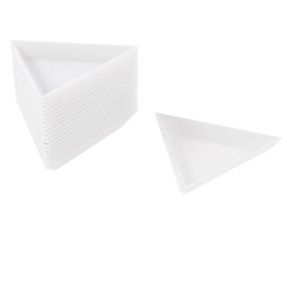20 Pcs White Plastic Triangle Dish Small Components Collect Plate