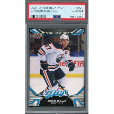 Connor McDavid 2021 Upper Deck MVP Hockey Card #220 Graded PSA 10 - 8'6" x 11'6"