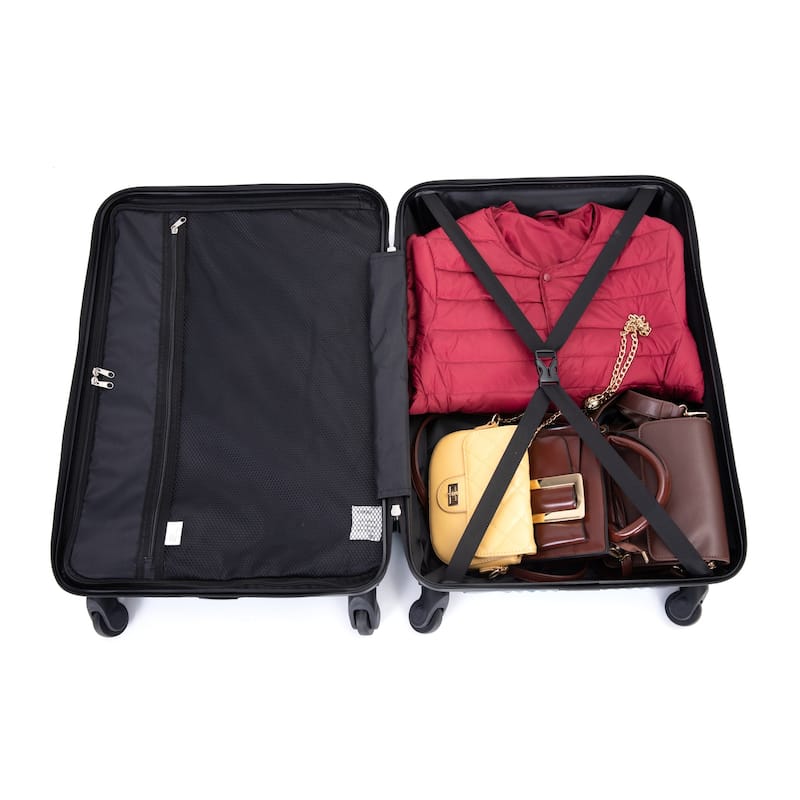 Merax 3 Piece ABS+PC Hardside Luggage Sets with Two Hooks and Spinner Wheels, for Family Travel
