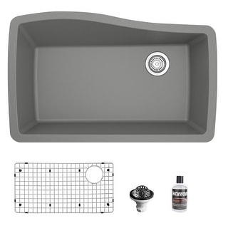 Karran Undermount Quartz Composite 33 in. Single Bowl Kitchen Sink with Accessories