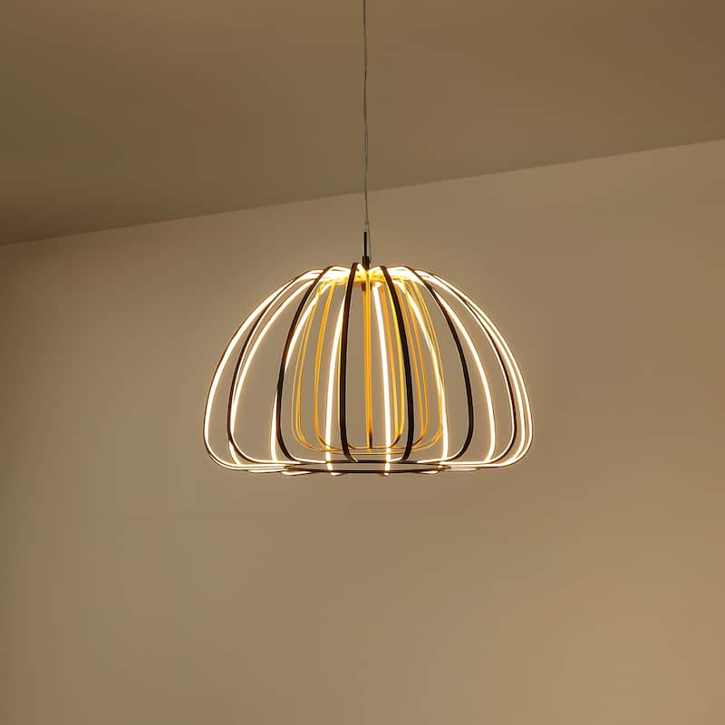 Adjustable Dimmable Cage Integrated LED Pendant, By JONATHAN Y - 23.5 x 23.5 x 14