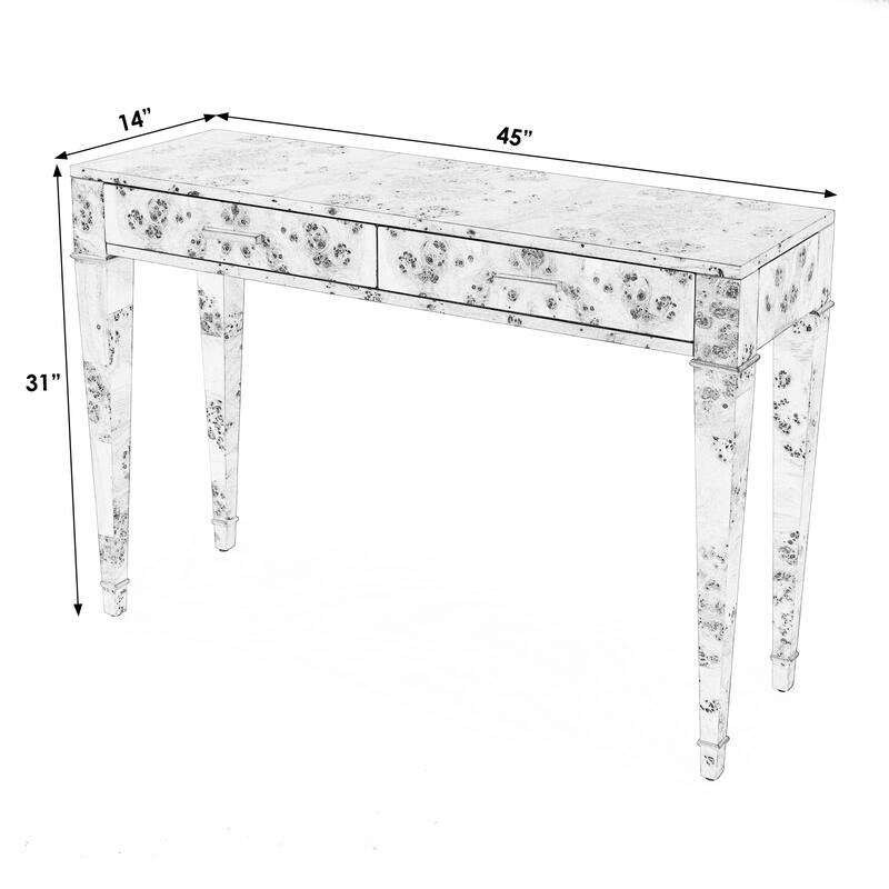 Kai 2 Drawer 46" Burl Wood Console Table