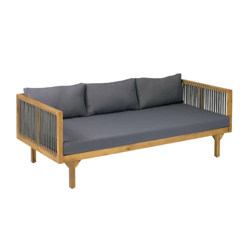 Christopher Knight Home - Acacia Wood Outdoor Patio Sofa with Rope Design