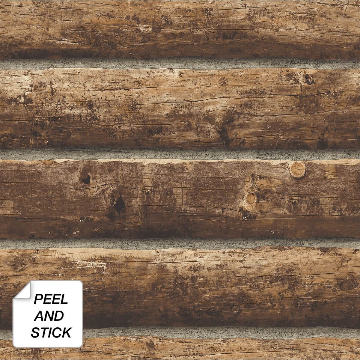 NextWall Log Cabin Rustic Peel and Stick Removable Wallpaper - 20.5 in. W x 18 ft. L