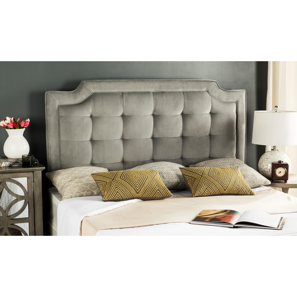 SAFAVIEH Shanika Taupe Upholstered Tufted Headboard (King)