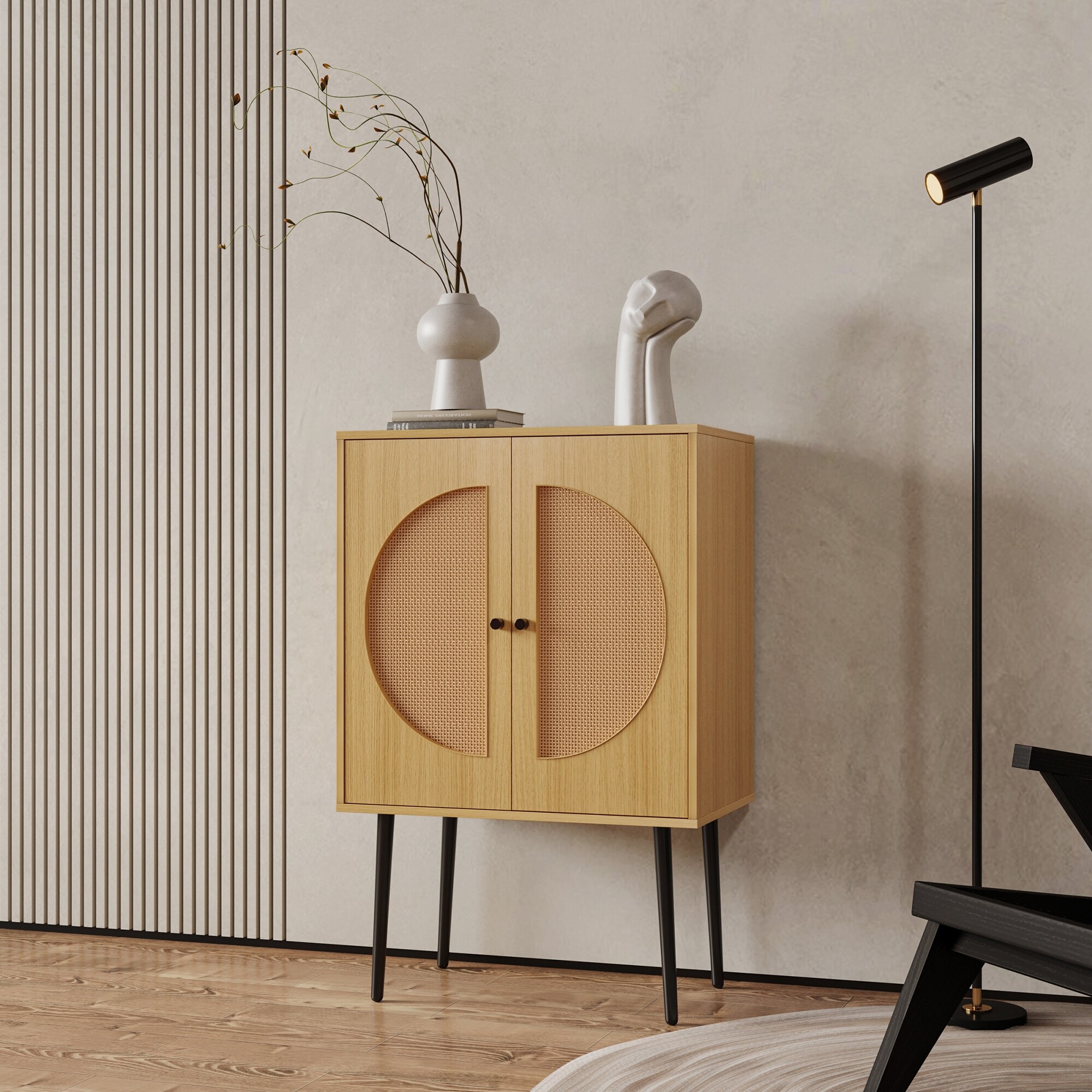 Clihome 26.77 in. Wooden Restaurant Sideboard with 2 Storage Spaces