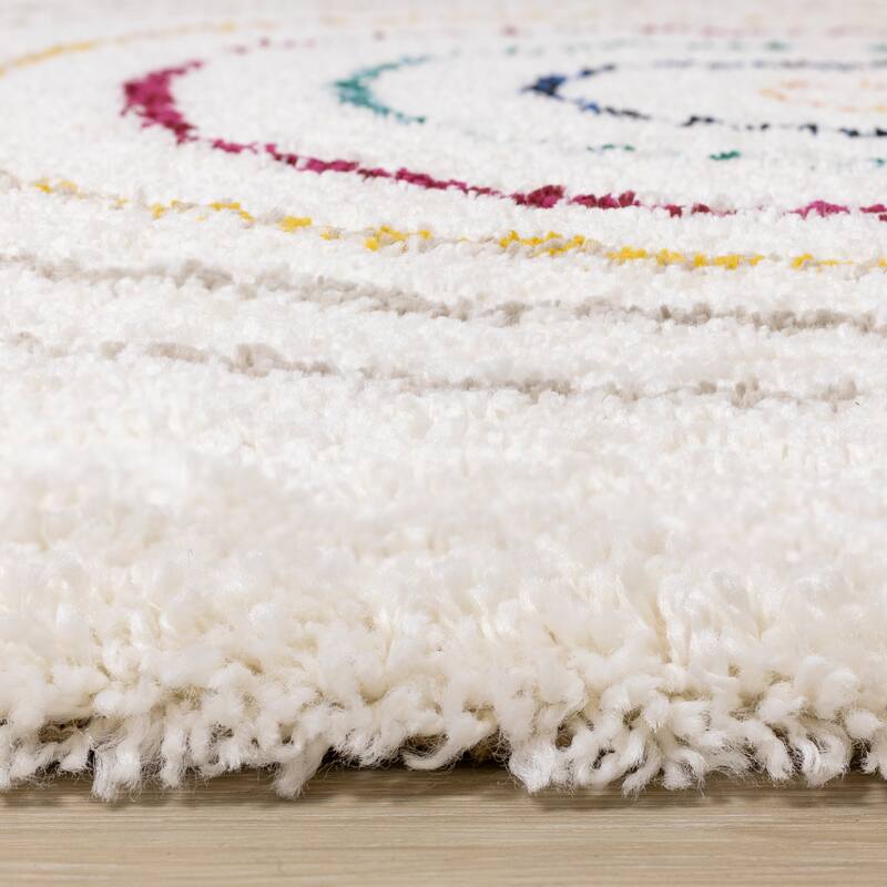 Bella Collection - Bohemian Rainbow Design Cozy Shag Rug