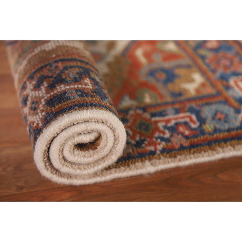 Geometric Beige Heriz Serapi Oriental Area Rug Handmade Wool Carpet - 2'0"x 3'0"