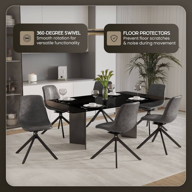 Markley Leather Dining Chair 360 Degree Swivel with Iron legs Modern Accent Side Chair