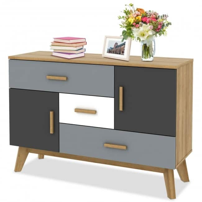 Free-standing Storage Floor Cabinet with 2 Doors and 3 Drawers - 46.5" x 16" x 32"(L x W x H)