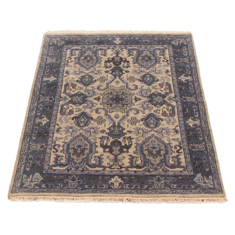 ECARPETGALLERY Hand-knotted Finest Agra Jaipur Light Khaki Wool Rug - 3'8 x 5'9