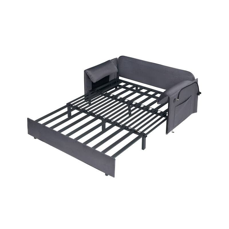 63"Large Folding Sofa Bed Velvet Multifunctional Double Sofa Bed,Suitable for Living Room