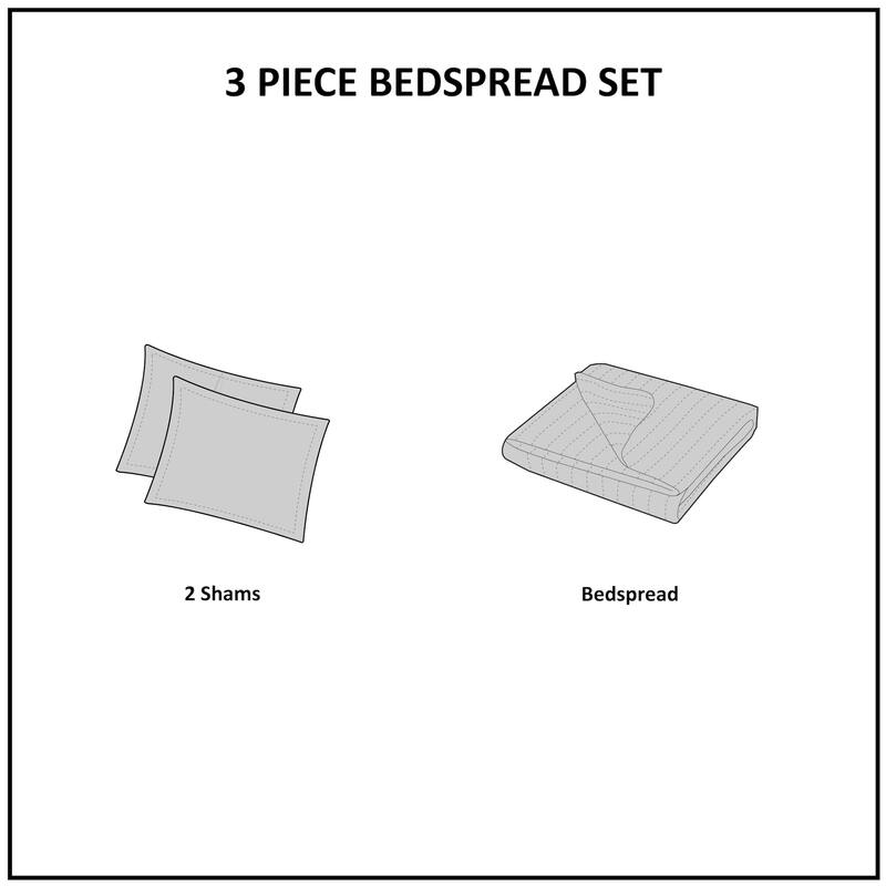 510 Design Hayley Oversized Solid Texture 3 Piece Reversible Bedspread Set