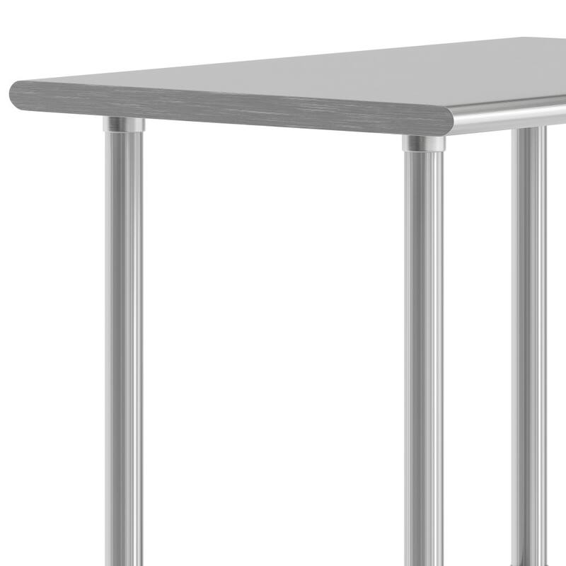 Commercial Stainless Steel 18 Gauge Worktable with Undershelf and Casters