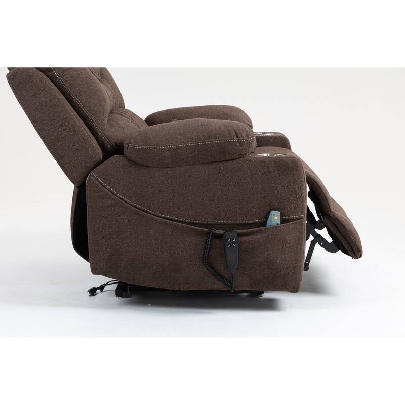 Velvet Oversized Power Lift Recliner Chair, Dual OKIN Motors & Cup Holders