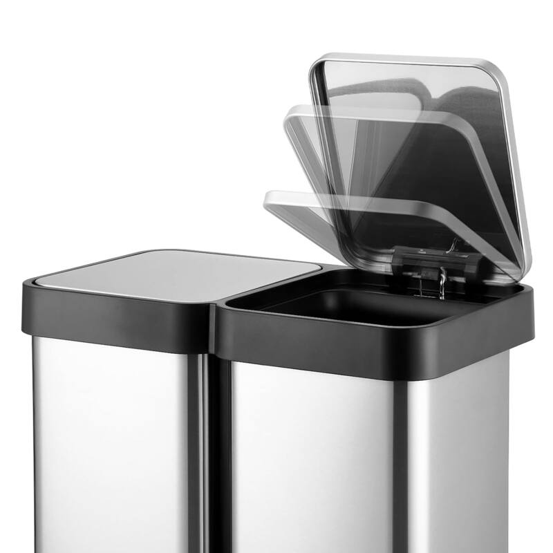 16 Gallon Dual Compartment Trash and Recycling Bin for Home/Office (60L 2x30L without inner bucket)
