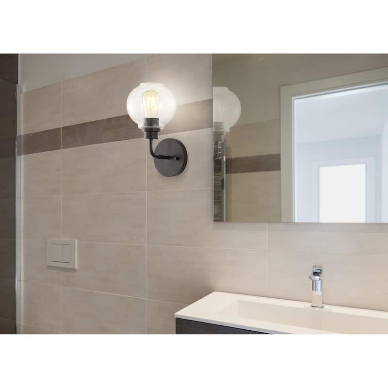 Staunton Iron/Seeded Glass Cottage Rustic LED Vanity Light, by JONATHAN Y
