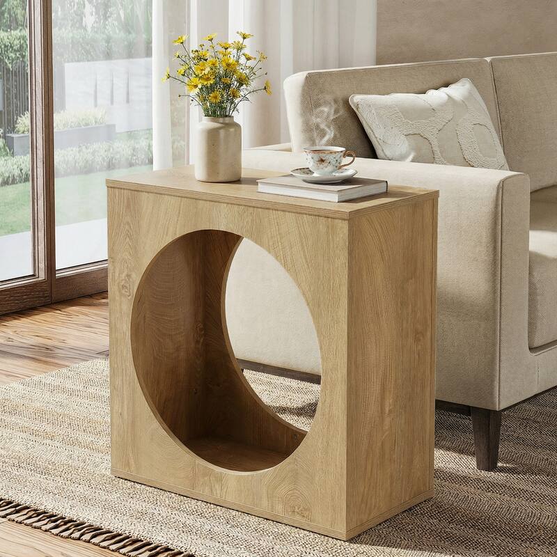 End Table for Living Room, Modern Side Table with Storage Shelf, Bedside Nightstand for Living Room, Bedroom