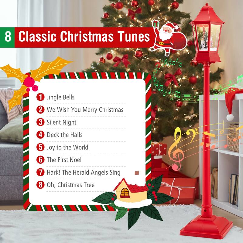 Gymax 5.3 Ft Musical Christmas Street Lamp w/ 8 Tunes 60 LED Lights