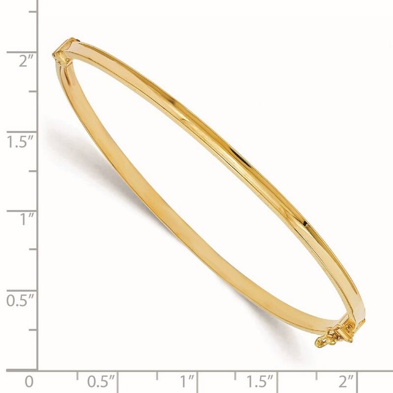 Curata 3mm 14k Yellow Gold Polished Hinged Cuff Stackable Bangle Bracelet