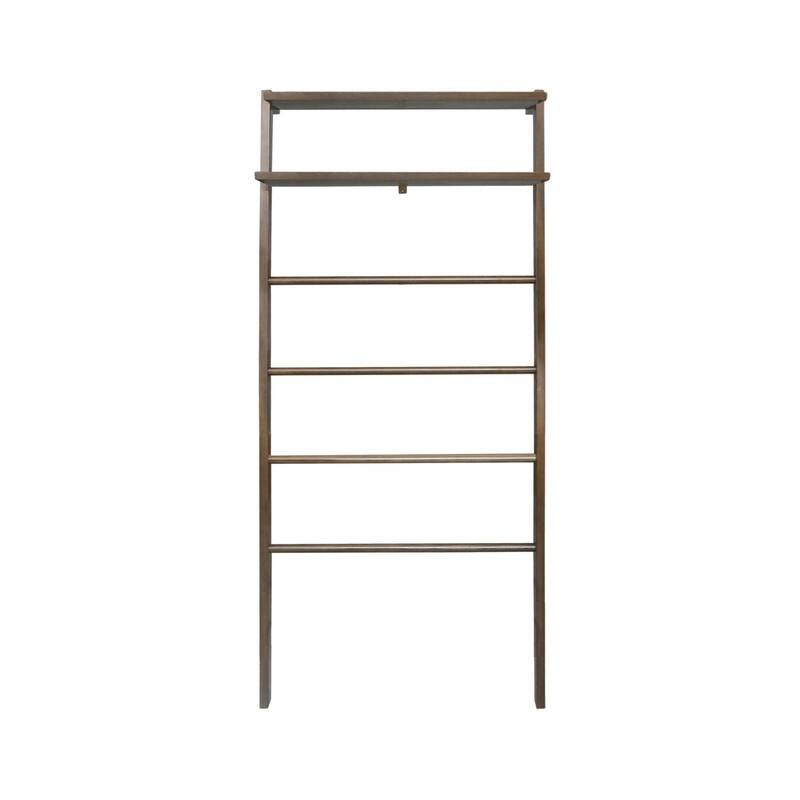 Space Saving 100% Solid Wood 6 Tiers Blanket Ladder with Two Storage Shelves