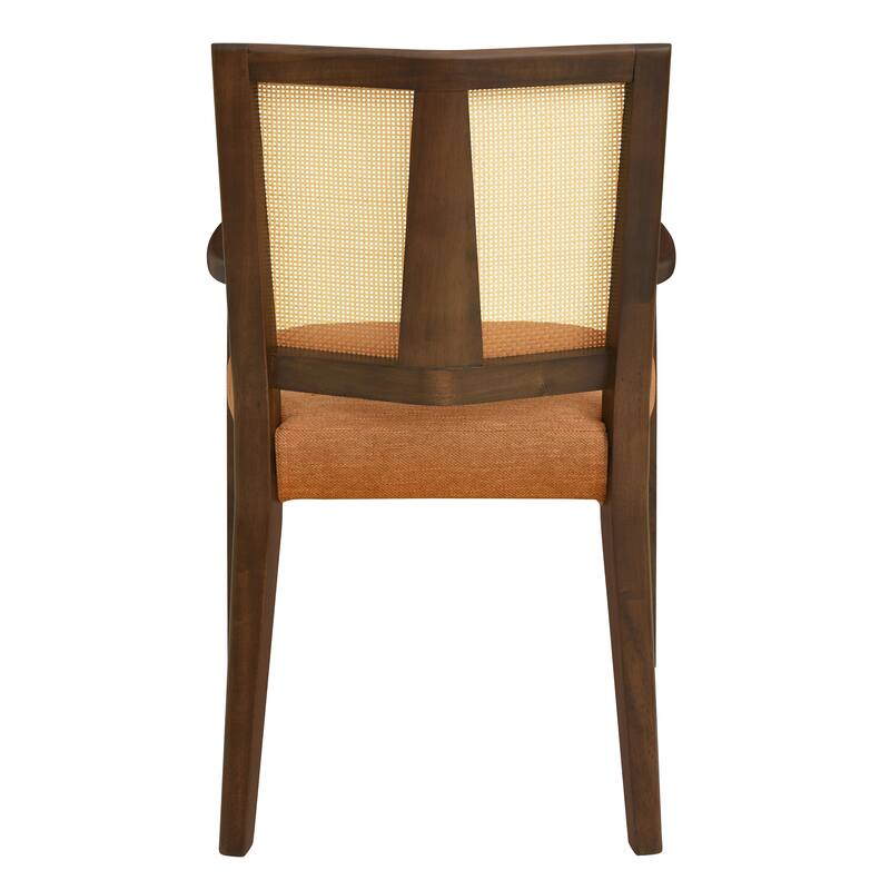 Christopher Knight Home - Harrison Mid-Century Upholstered Arm Dining Chair Set of 2 with Rattan Back