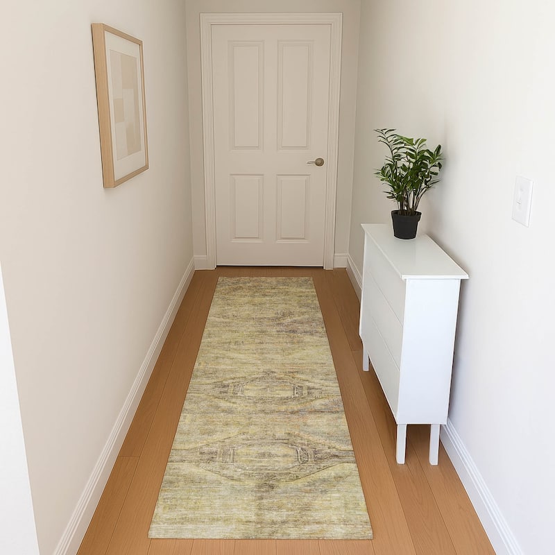 Premium Washable Super Soft Vintage Traditional Mayfield Rug - Aloe - 2'3" x 7'6"