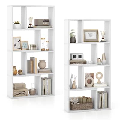 Gymax 4-Tier Geometric Bookshelf 48''/120 CM High Bookcase Modern