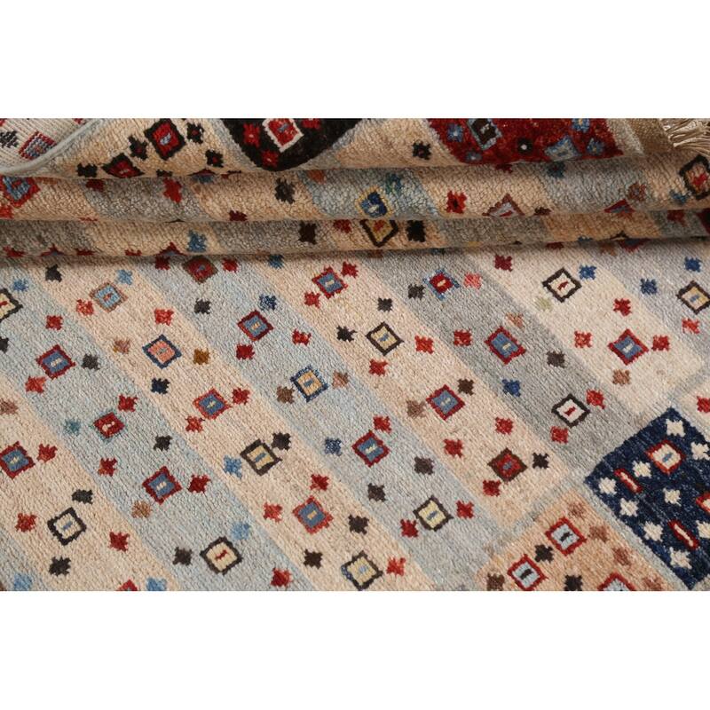 Vegetable Dye Gabbeh Kashkoli Oriental Area Rug Handmade Wool Carpet - 4'11" x 9'5"