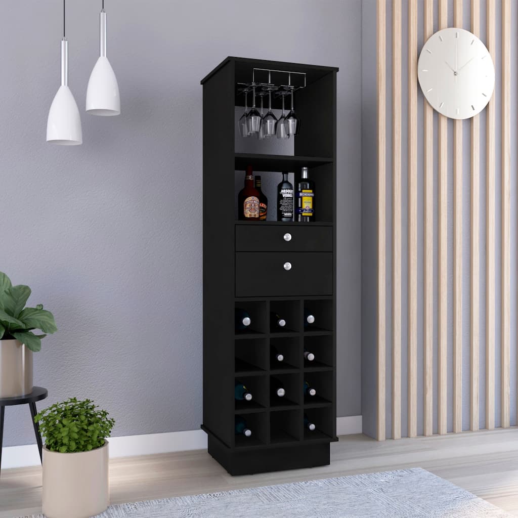 Bar Cabinet, Two Drawers, Twelve Wine Cubbies