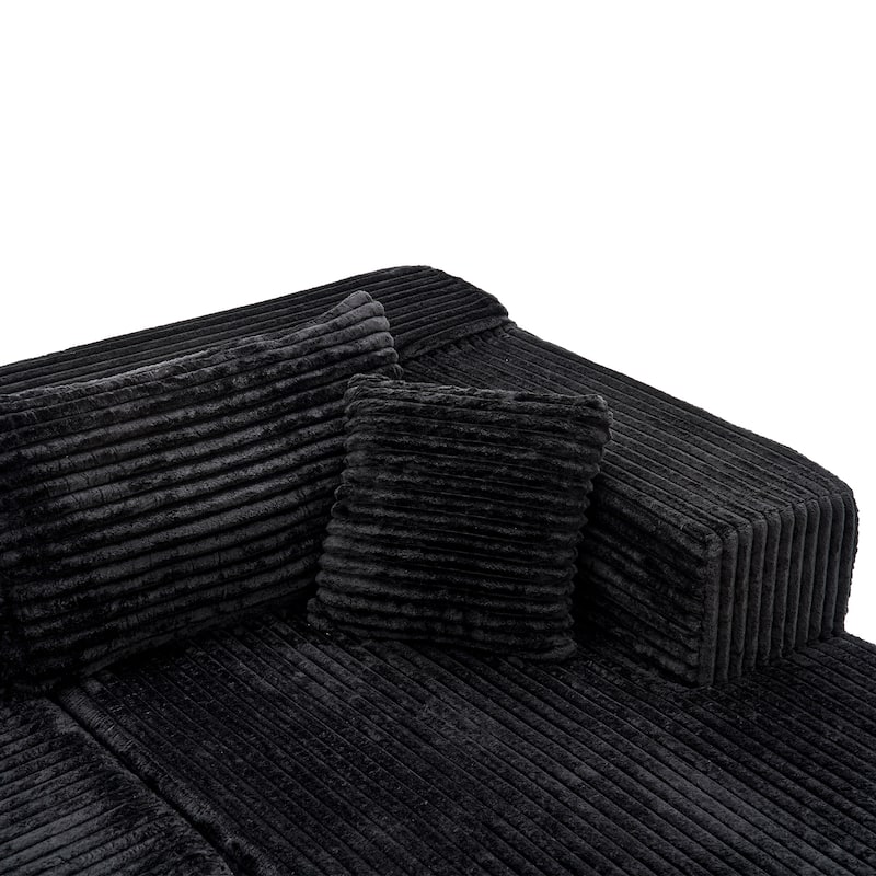 Black L-Shaped Compressed Foam Sofa – Ready-to-Use Sectional Couch with Chaise