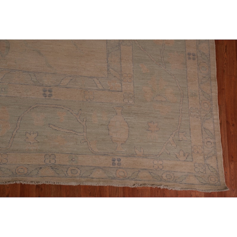 Hand Knotted Oriental 100% Wool Carpet Transitional All-Over Beige & Ivories Oushak Area Rug - 16' 6'' X 12' 10''