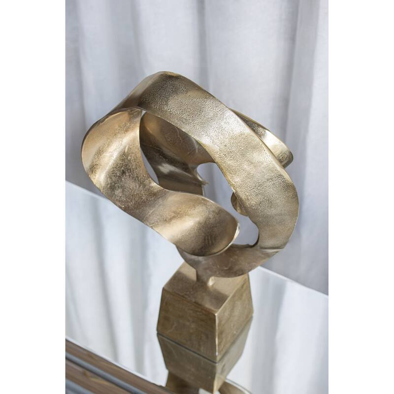 Abstract Sculpture with Pedestal Base - 28.25" - Gold