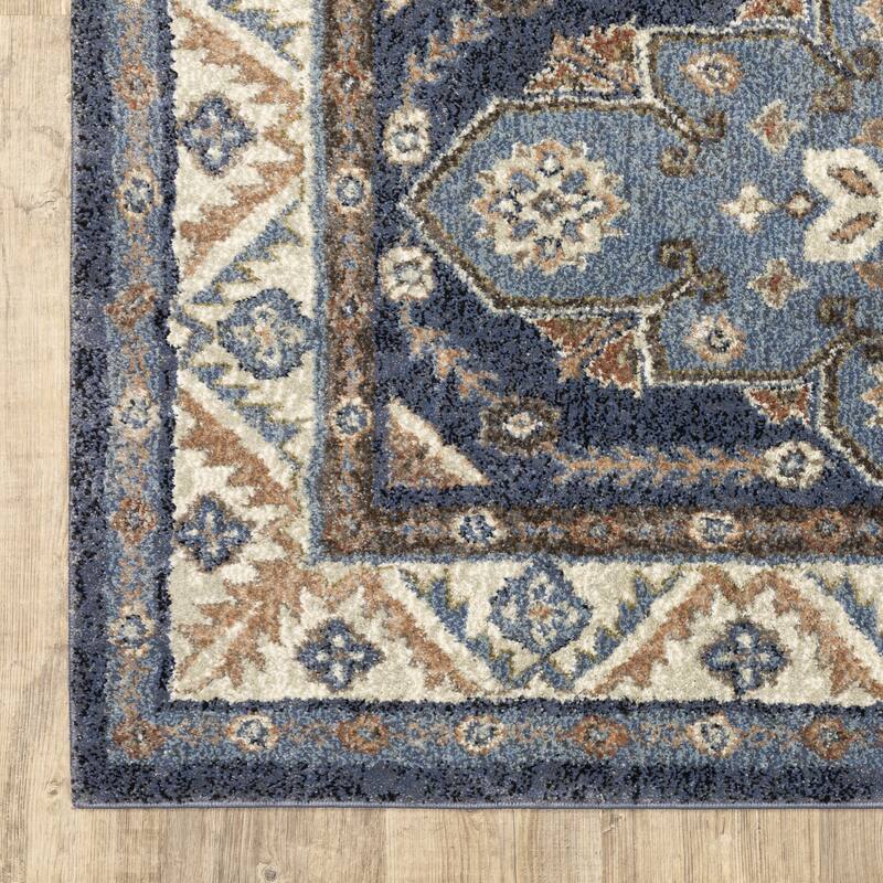 ROW Gemma Triple Medallion Traditional Blue/Rust Area Rug