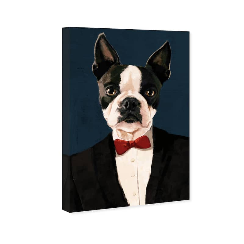 Wynwood Studio 'Mister Frenchie' Animals Wall Art Canvas Print Dogs and Puppies - Black, White