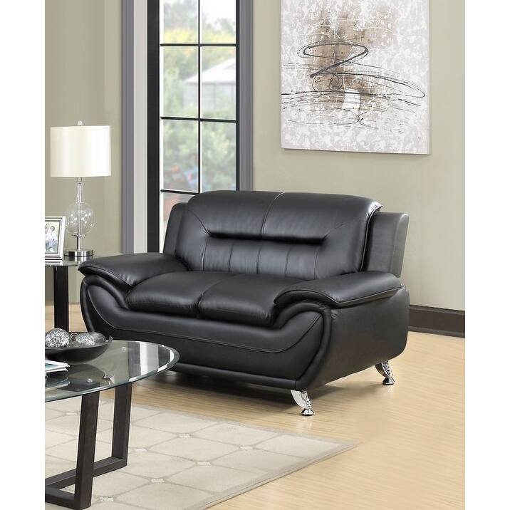 Sanuel 61.3" Faux Leather Pillow Top Arm Loveseat - N/A