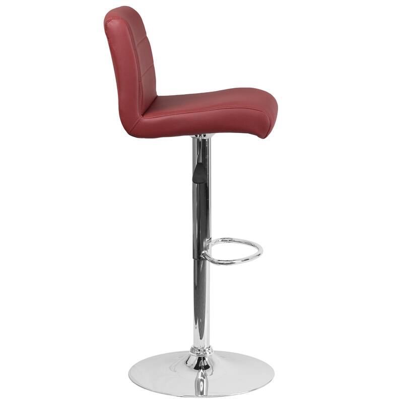 2 Pack Vinyl Adjustable Height Barstool with Rolled Seat and Chrome Base
