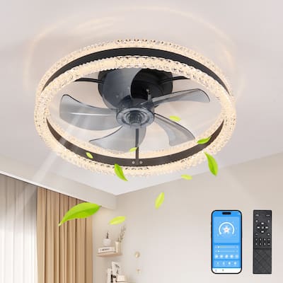 20" Luxury Double Ring LED Ceiling Fan with Light