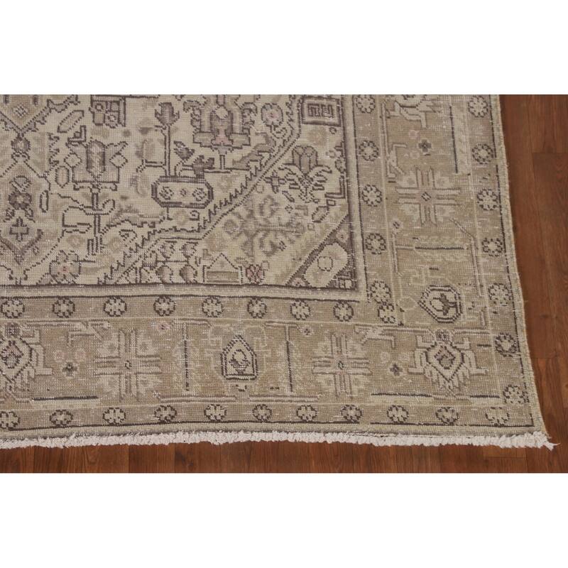 Distressed Tabriz Persian Vintage Rug Handmade Traditional Wool Carpet - 6'5"x 9'2"