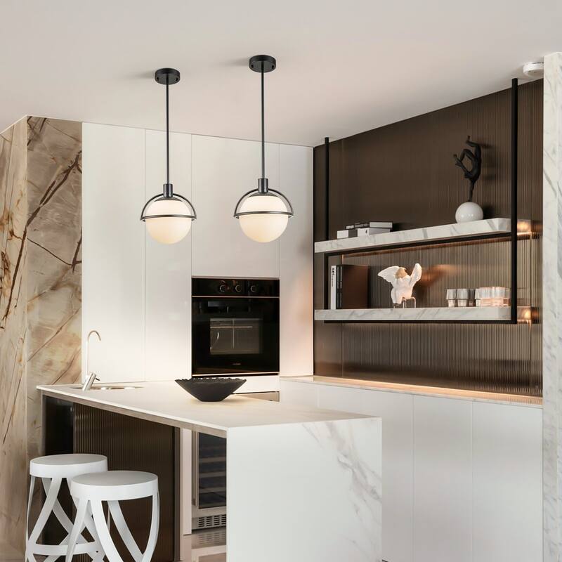 Starsky 1-Light 9in. Modern Globe Chandelier Single Frosted Glass Pendant Light