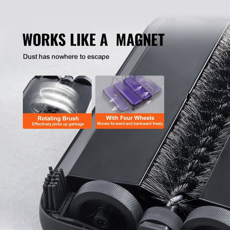 Carbon Steel Manual Carpet Sweeper with 7.87in Brush and Easy Dustbin - 44.1 x 9.1 x 6.3 inch